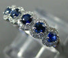 ESTATE .60CT DIAMOND & AAA SAPPHIRE 14KT WHITE GOLD 3D 5 STONE ANNIVERSARY RING