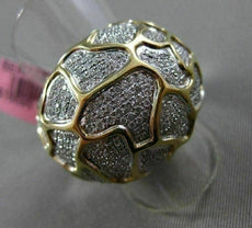ESTATE LARGE 1.38CT DIAMOND 18K WHITE & YELLOW GOLD HANDCRAFTED PAVE NUGGET RING