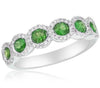 .92CT DIAMOND & AAA EMERALD 18KT WHITE GOLD ROUND 6 STONE HALO ANNIVERSARY RING