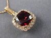 ESTATE LARGE 4.07CT DIAMOND & AAA RHODOLITE 14KT ROSE GOLD HALO FILIGREE PENDANT