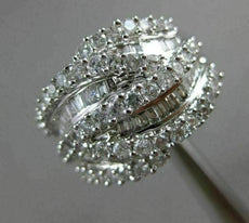 ESTATE WIDE 1.50CT ROUND DIAMOND 14KT WHITE GOLD MULTI WAVE ROW ANNIVERSARY RING