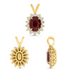 1.70CT DIAMOND & AAA RUBY 14KT YELLOW GOLD OVAL FLOWER FILIGREE FLOATING PENDANT