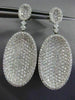 ESTATE LARGE 5.59CT DIAMOND 18KT WHITE GOLD 3D PAVE OVAL SHAPE HANGING EARRINGS