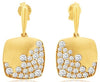 1.0CT DIAMOND 14KT YELLOW GOLD ETOILE SQUARE MATTE & SHINY FUN HANGING EARRINGS