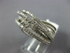 ESTATE LARGE .97CT DIAMOND 14KT WHITE GOLD 3D MULTI ROW CRISS CROSS X LOVE RING