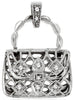 ESTATE .15CT DIAMOND 14KT WHITE GOLD CLASSIC FILIGREE PURSE FUN FLOATING PENDANT