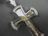 ESTATE EXTRA LARGE .45CT DIAMOND 14K WHITE & YELLOW GOLD 3D CROSS PENDANT #12476