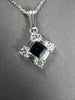 ESTATE 1.24CTW DIAMOND & AAA SAPPHIRE 14KT WHITE GOLD FLOATING PENDANT #23343