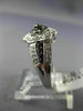 ESTATE WIDE .50CT WHITE & BLACK DIAMOND 14KT WHITE GOLD 3D PAVE FLOWER FUN RING