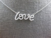 ESTATE LONG .16CT DIAMOND 18KT WHITE GOLD 3D CLASSIC LOVE SCRIPT FUN NECKLACE