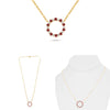 1.08CT DIAMOND & AAA RUBY 14KT YELLOW GOLD 3D CIRCLE OF LIFE ADJUSTABLE NECKLACE