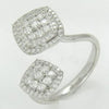ESTATE WIDE .73CT DIAMOND 14KT WHITE GOLD 3D CLUSTER CRISS CROSS SQUARE FUN RING