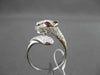 ESTATE LARGE 1.08CTW DIAMOND & AAA RUBY 18KT WHITE GOLD 3D PANTHER COCKTAIL RING
