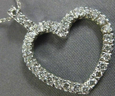 ESTATE .73CT DIAMOND 14KT WHITE GOLD CLASSIC OPEN HEART FLOATING PENDANT #18392