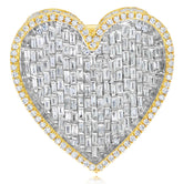 LARGE 4.09CT DIAMOND 14KT 2 TONE GOLD ROUND & BAGUETTE HEART SHAPE CLUSTER RING