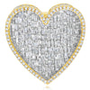 LARGE 4.09CT DIAMOND 14KT 2 TONE GOLD ROUND & BAGUETTE HEART SHAPE CLUSTER RING
