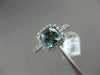 ESTATE .99CT DIAMOND & AAA AQUAMARINE 14KT WHITE GOLD SQUARE HALO ENGAGEMET RING