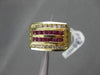 ESTATE 1.40CTW ROUND DIAMOND & AAA RUBY 14KT YELLOW GOLD SQUARE COCKTAIL RING