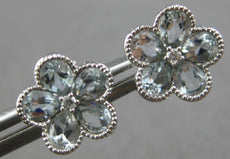 1.81CT DIAMOND & AAA AQUAMARINE 14KT WHITE GOLD PEAR SHAPE & ROUND STUD EARRINGS