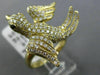 ESTATE WIDE 1.31CT WHITE & BLACK DIAMOND 14KT YELLOW GOLD 3D HAPPY BIRD FUN RING