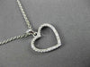 ESTATE .17CT DIAMOND 14K WHITE GOLD CLASSIC OPEN HEART PENDANT & CHAIN BEAUTIFUL
