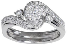 ESTATE .50CT DIAMOND 14K WHITE GOLD ROUND SEMI ETERNITY CLUSTER ANNIVERSARY RING