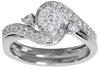 ESTATE .50CT DIAMOND 14K WHITE GOLD ROUND SEMI ETERNITY CLUSTER ANNIVERSARY RING