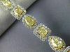 LARGE 11.36CT WHITE & FANCY YELLOW DIAMOND 18KT TWO TONE GOLD 3D TENNIS BRACELET