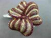 ESTATE EXTRA LARGE 3.63CT DIAMOND & AAA PINK RUBY 18K ROSE GOLD 3D FLOWER RING