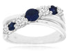 1.17CT DIAMOND & AAA SAPPHIRE 14K WHITE GOLD 7 STONE MULTI ROW JOURNEY LOVE RING