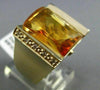 ESTATE MASSIVE 8.99CT DIAMOND & CITRINE & RUBY 14K YELLOW GOLD SQUARE FUN RING
