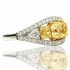 ESTATE WIDE 2.82CT WHITE & FANCY YELLOW DIAMOND 18KT TWO TONE GOLD PROMISE RING