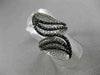 ESTATE MASSIVE 3.18CT WHITE & BLACK DIAMOND 14K WHITE GOLD 3D LEAF COCKTAIL RING