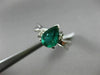 ESTATE WIDE 1.40CT ROUND DIAMOND & AAA EMERALD 14K WHITE GOLD 3D ENGAGEMENT RING
