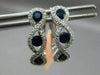 ESTATE 1.37CT DIAMOND & AAA SAPPHIRE 14K WHITE GOLD 3 STONE LOVE HUGGIE EARRINGS