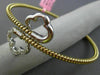 ESTATE WIDE .12CT DIAMOND 14KT 2 TONE GOLD 3D FLOWER FLEXIBLE BANGLE BRACELET