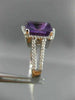 ESTATE 6.31CT DIAMOND & AMETHYST 14KT WHITE GOLD 3D OPEN HALO FILIGREE FUN RING