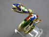 ANTIQUE LARGE 14KT YELLOW GOLD HANDCRAFTED MULTI COLOR ENAMEL SNAKE RING #27872