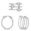 LARGE .42CT DIAMOND 14K WHITE GOLD MULTI ROW LUCKY EVIL EYE CRISS CROSS FUN RING