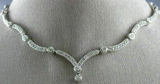ANTIQUE 2.10CT DIAMOND 14KT WHITE GOLD 3D FILIGREE BEZEL DROP NECKLACE #18629