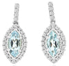 .90CT DIAMOND & AAA AQUAMARINE 14KT WHITE GOLD MARQUISE & ROUND HANGING EARRINGS
