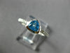 ESTATE .65CT DIAMOND & AAA TRILLION CUT BLUE TOPAZ 14K WHITE GOLD BEZEL FUN RING
