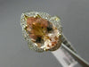 LARGE 4.64CT DIAMOND & AAA PEAR MORGANITE 14K 2 TONE GOLD FLOWER ENGAGEMENT RING