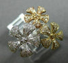 ESTATE LARGE .58CT ROUND DIAMOND 14K WHITE YELLOW & ROSE GOLD 3D FLOWER FUN RING