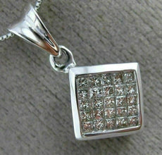 ESTATE .55CT PRINCESS DIAMOND 14KT WHITE GOLD SQUARE INVISIBLE FLOATING PENDANT