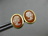 ESTATE OVAL 14KT YELLOW GOLD HANDCRAFTED LADY SHELL CAMEO EARRINGS 10mm #19573