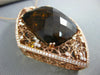 EXTRA LARGE 76.83CT DIAMOND & AAA SMOKEY TOPAZ 14K ROSE GOLD 3D FILIGREE PENDANT