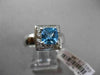 ESTATE 1.55CT DIAMOND & AAA BLUE TOPAZ 14KT WHITE GOLD CLASSIC SQUARE HALO RING