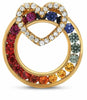 ESTATE 1.03CT DIAMOND & AAA MULTI COLOR SAPPHIRE 14KT YELLOW GOLD HEART PENDANT