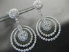 ESTATE LARGE 4.03 DIAMOND 14KT WHITE GOLD 3D CIRCULAR FLOWER HANGING EARRINGS